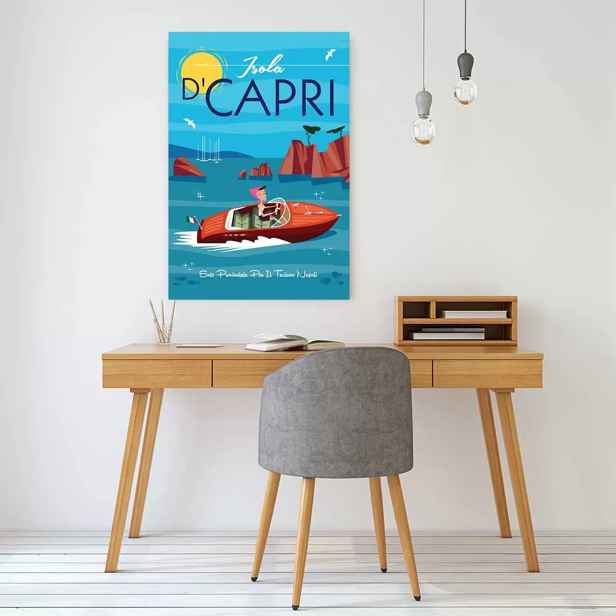 Illustration numéro 2 du produit Tableau voyage à Capri imprimé sur toile 30x45 cm