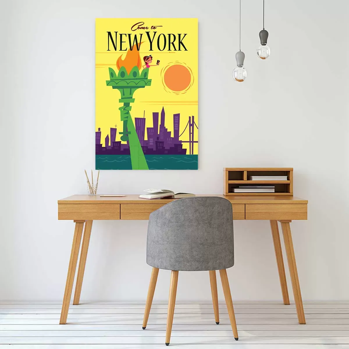 Illustration numéro 2 du produit Tableau voyage à new york imprimé sur toile 40x60 cm