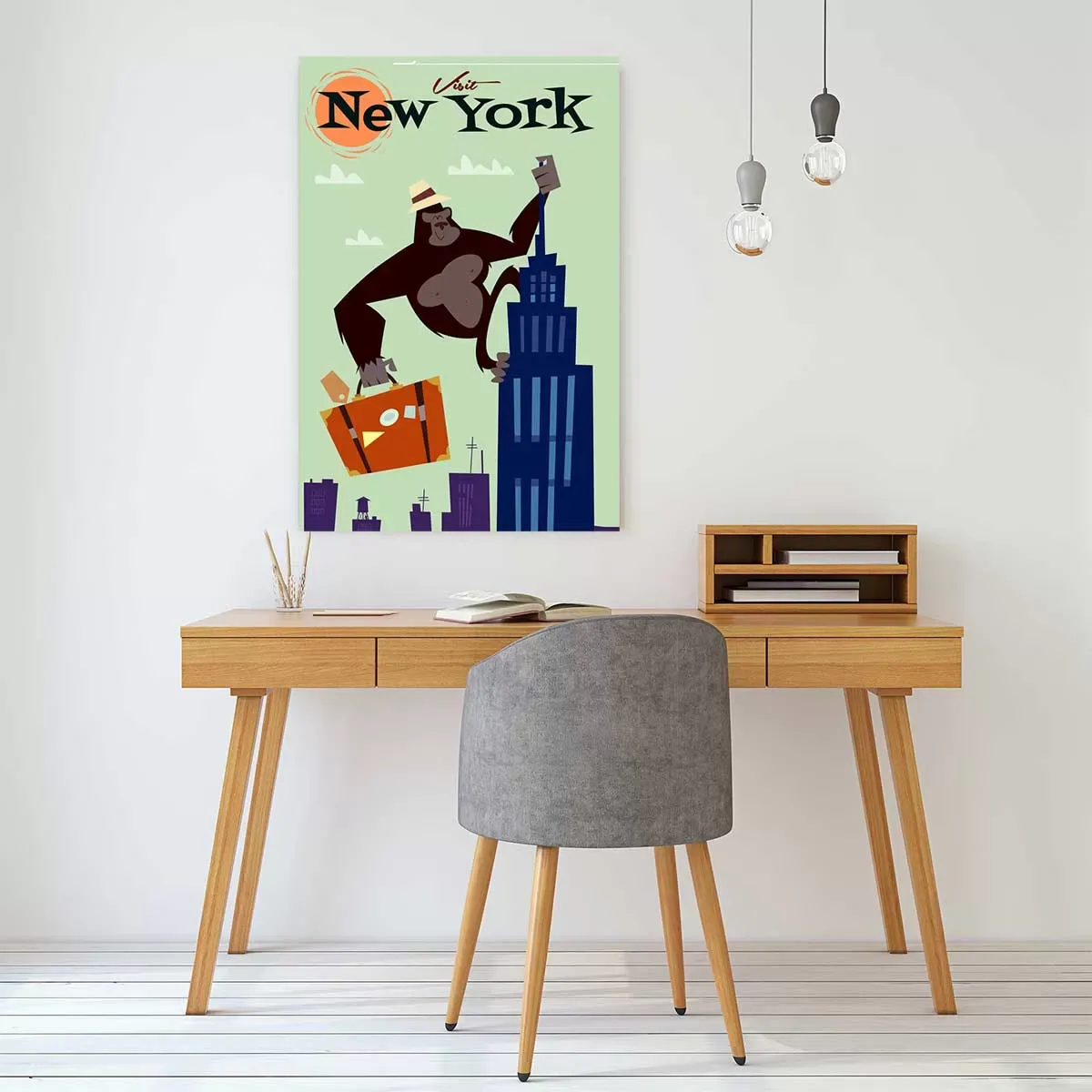 Illustration numéro 2 du produit Tableau king- kong imprimé sur toile 40x60 cm