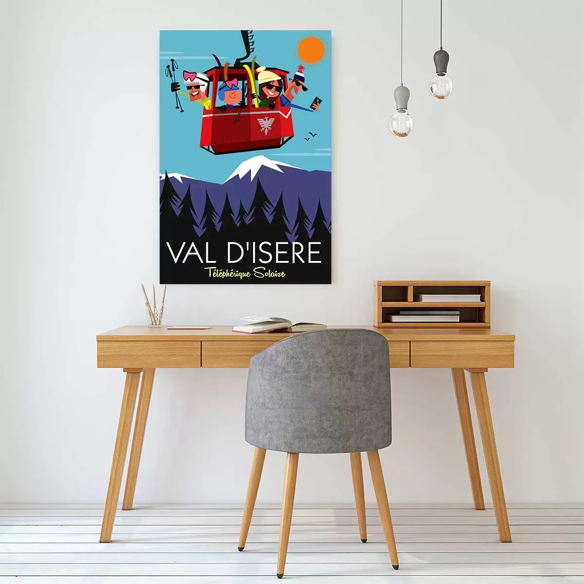 Illustration numéro 2 du produit Tableau ski à Val d'isère imprimé sur toile 40x60 cm