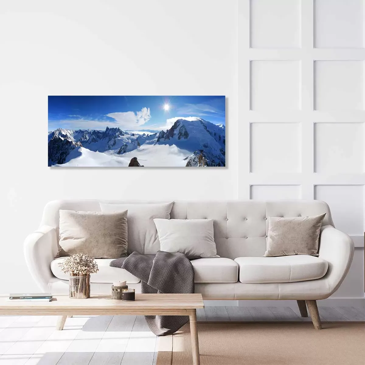 Illustration numéro 2 du produit Tableau panorama du mont blanc imprimé sur toile 80x30 cm