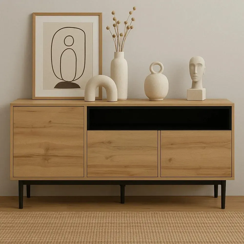 Illustration numéro 2 du produit Vitrine d'Exposition Moderne en Bois Naturel avec Rangement