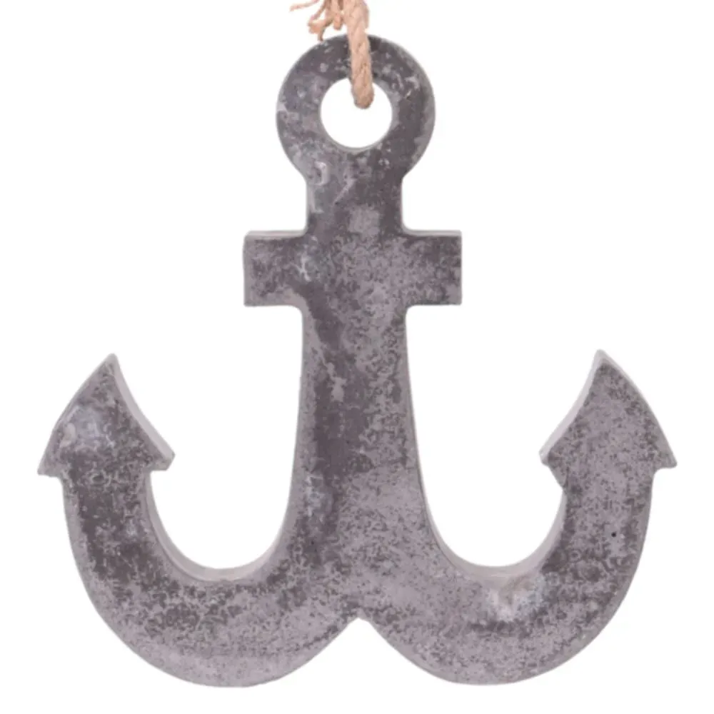 Illustration numéro 2 du produit Décoration murale ancre avec corde - 21x3x21cm