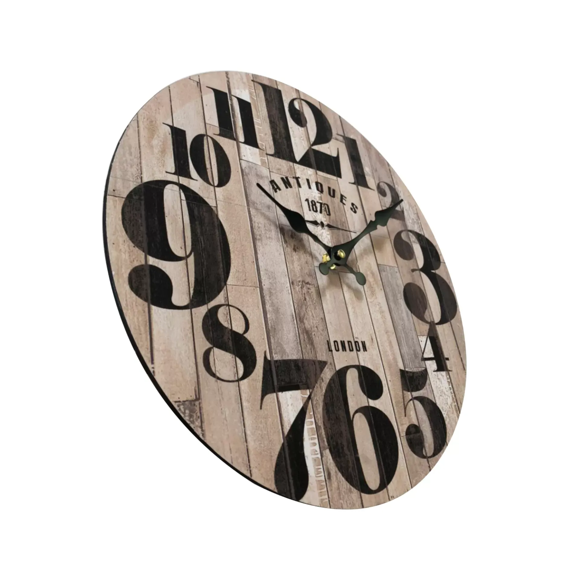 Illustration numéro 2 du produit Horloge murale effet bois marron noir et gris ø 33,8 cm
