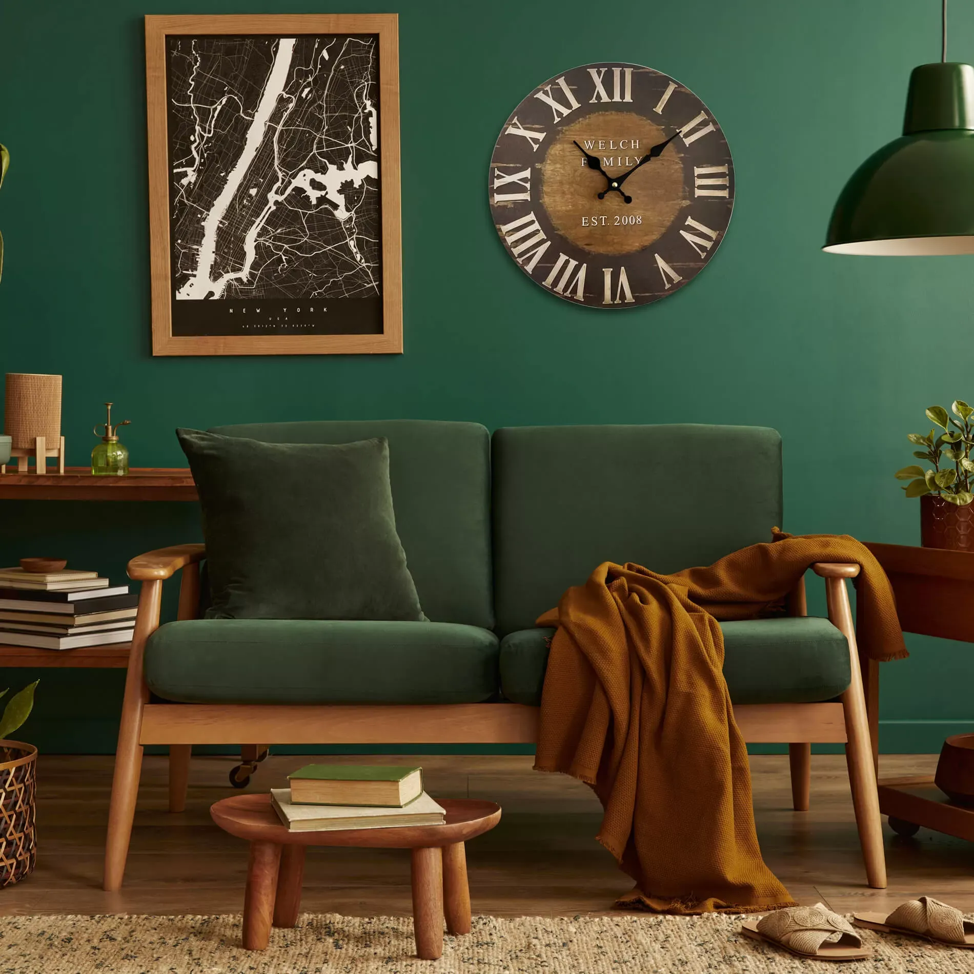 Illustration numéro 2 du produit Horloge murale effet bois marron et blanc ø 33,8 cm