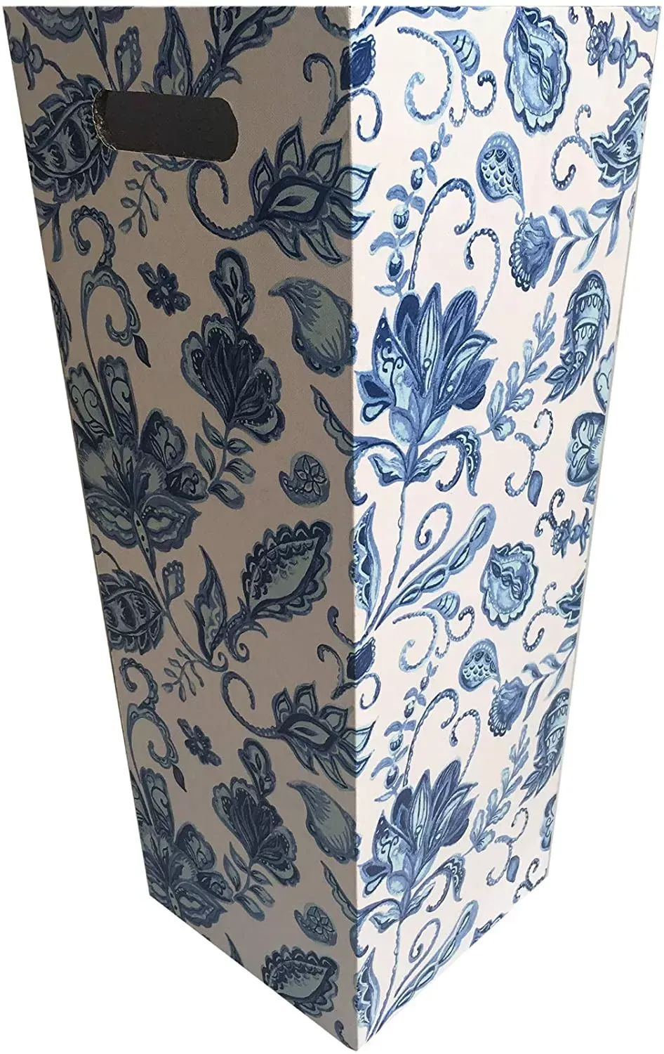 Illustration numéro 2 du produit Porte parapluie rectangulaire en toile bois florale blanc et bleu