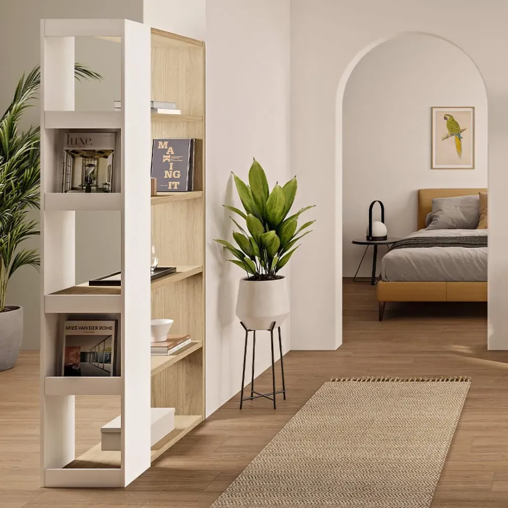 Illustration numéro 2 du produit Bibliothèque effet bois blanc et chêne clair