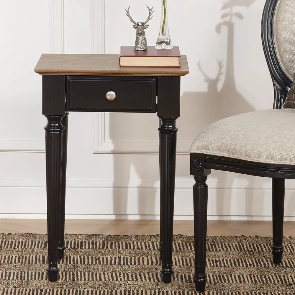 Illustration numéro 2 du produit Table de chevet plateau chêne noir