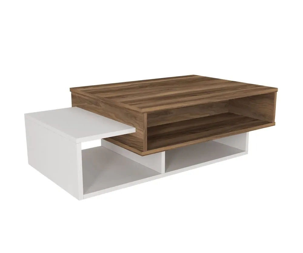 Illustration numéro 2 du produit Table basse asymétrique bois blanc et naturel