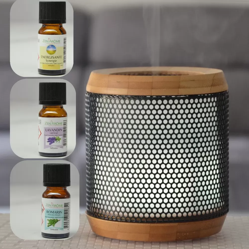 Illustration numéro 2 du produit Diffuseur d'Arôme Métal et Bambou et 3 Huiles Spéciales Sport - H14