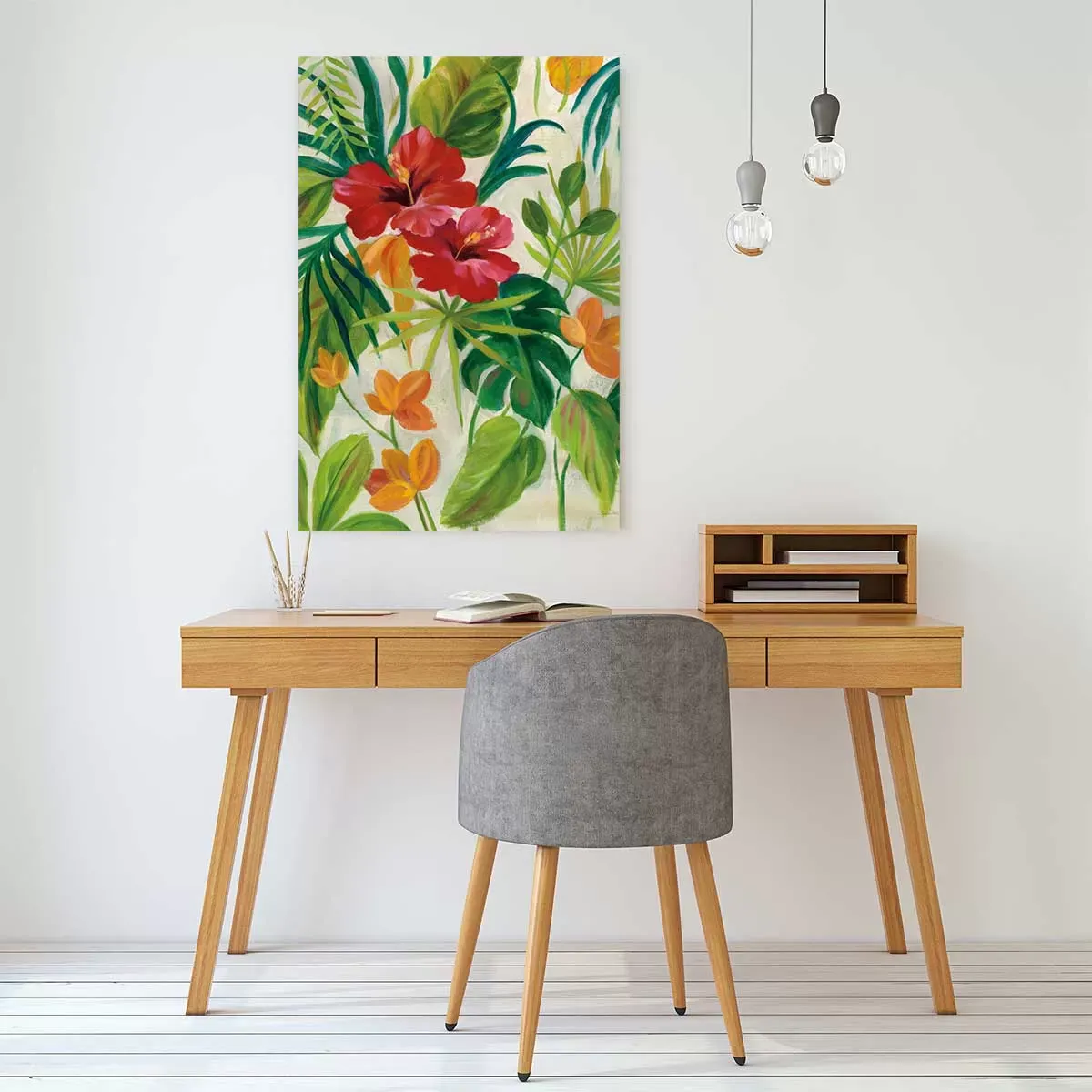 Illustration numéro 2 du produit Tableau jardin tropical imprimé sur toile 60x90 cm