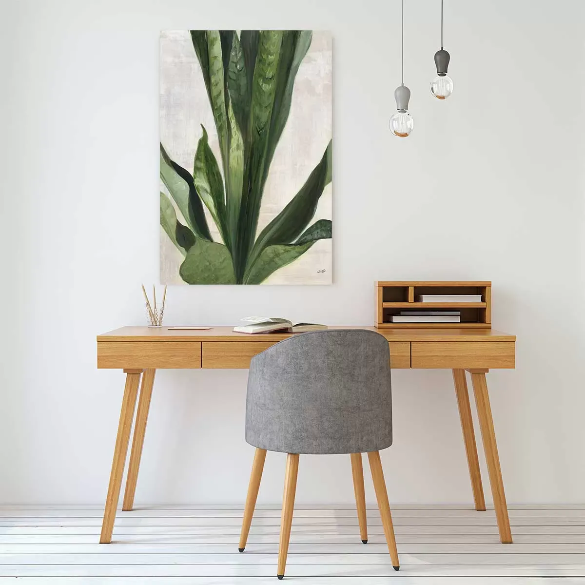 Illustration numéro 2 du produit Tableau sanseveria aquarelle imprimé sur toile 40x60 cm