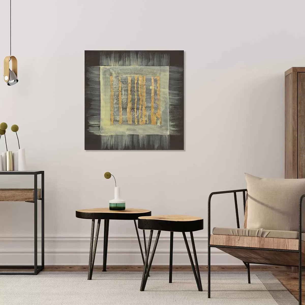 Illustration numéro 2 du produit Tableau carré magique doré imprimé sur toile 80x80 cm