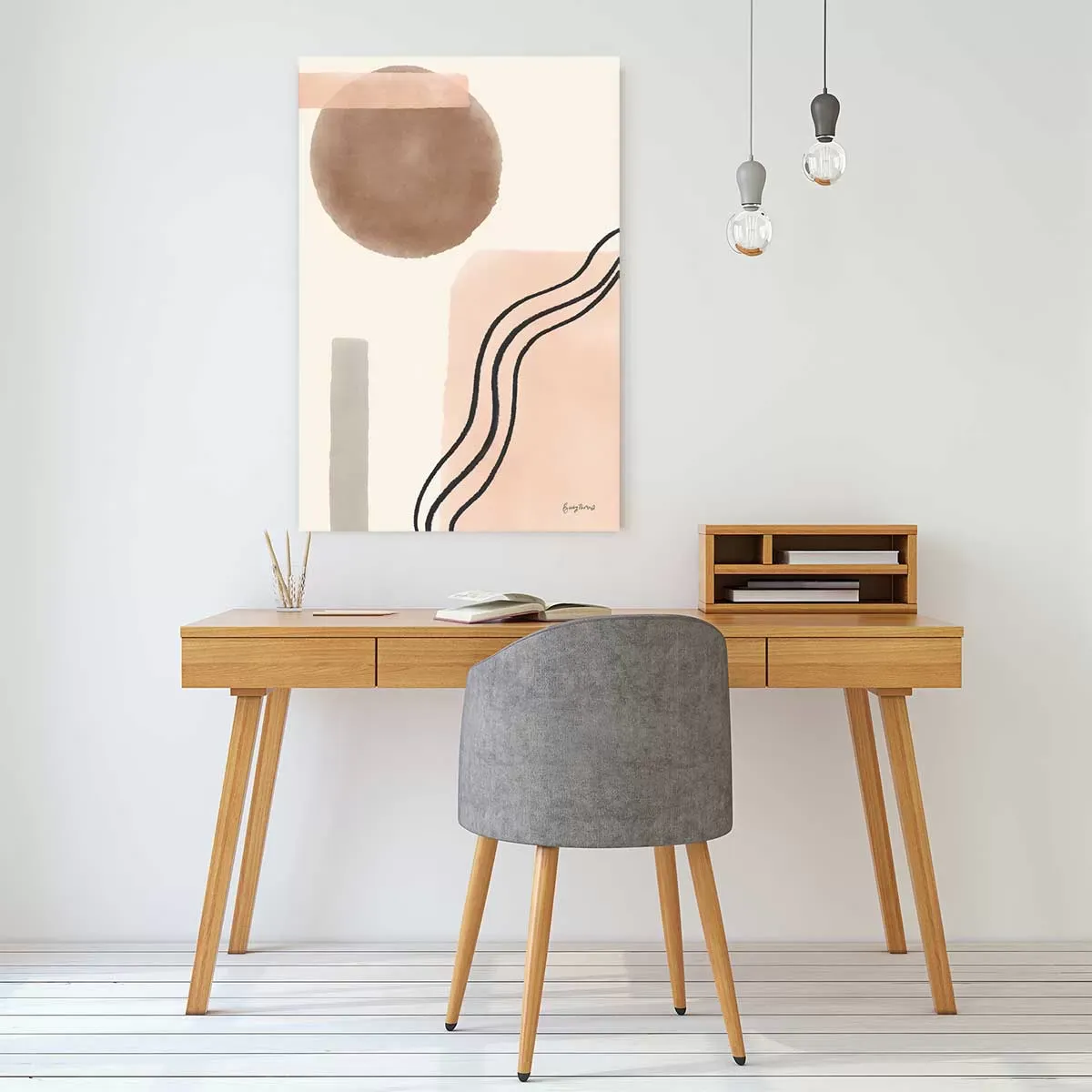 Illustration numéro 2 du produit Tableau graphisme inspiration 50's imprimé sur toile 30x45 cm