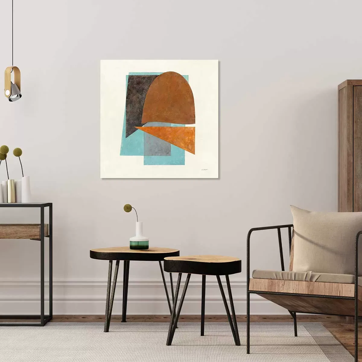 Illustration numéro 2 du produit Tableau Quintet turquoise imprimé sur toile 80x80 cm