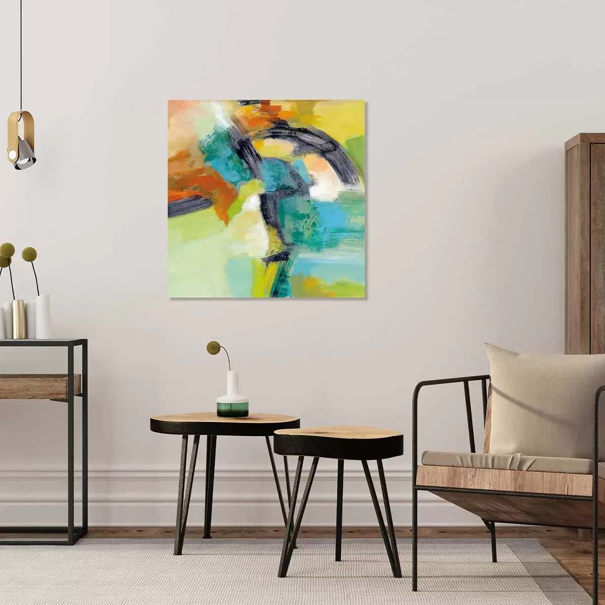 Illustration numéro 2 du produit Tableau arc en ciel sur l'asphalte imprimé sur toile 50x50 cm