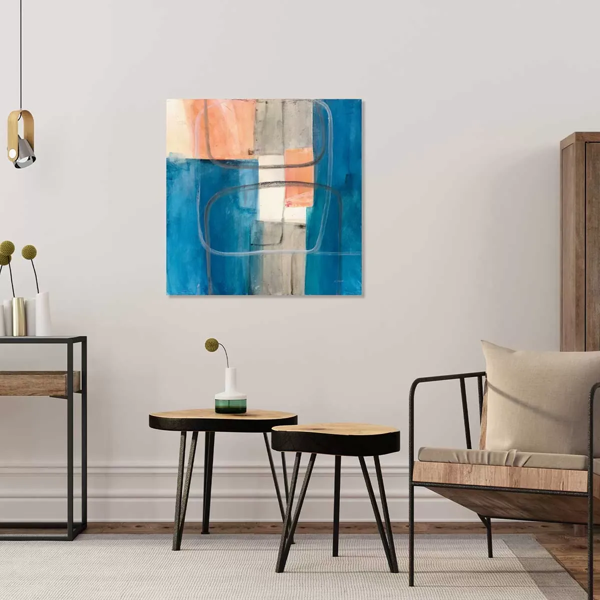 Illustration numéro 2 du produit Tableau passage bleue imprimé sur toile 80x80 cm