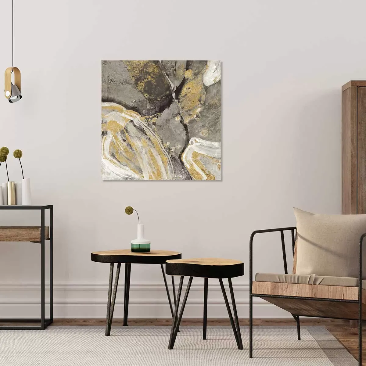 Illustration numéro 2 du produit Tableau rivière d'or imprimé sur toile 50x50 cm