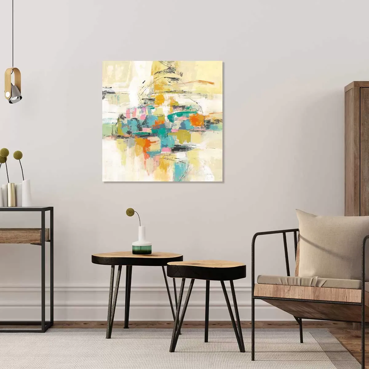 Illustration numéro 2 du produit Tableau peinture sur soie imprimé sur toile 80x80 cm