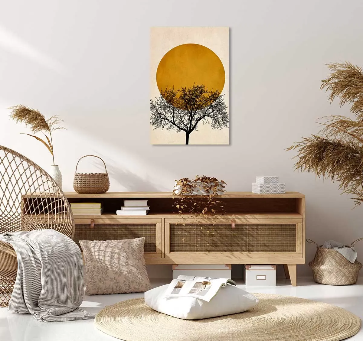 Illustration numéro 2 du produit Tableau dessin arbre et sérénité imprimé sur toile 60x90 cm