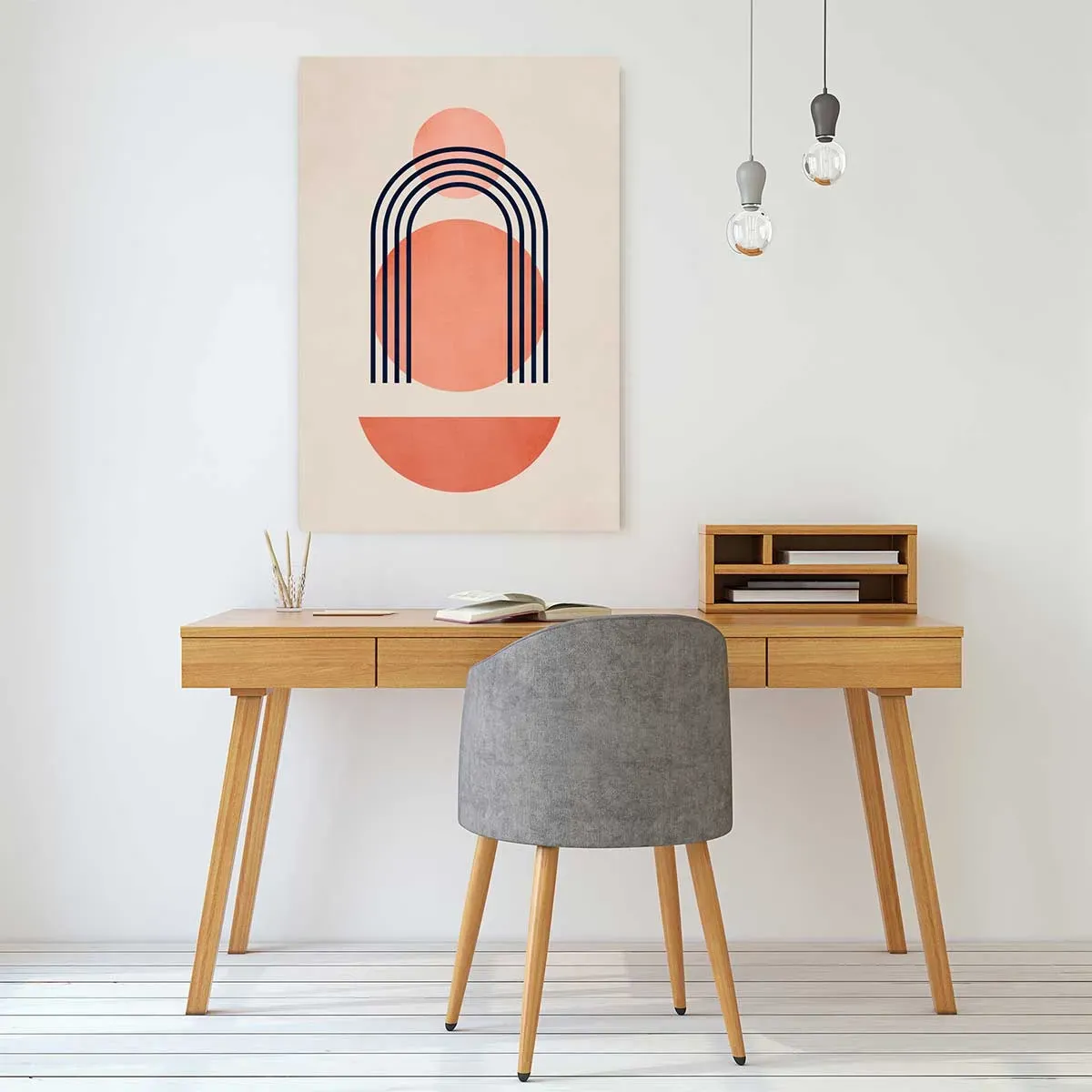 Illustration numéro 2 du produit Tableau dessin Bauhaus abstrait imprimé sur toile 60x90 cm