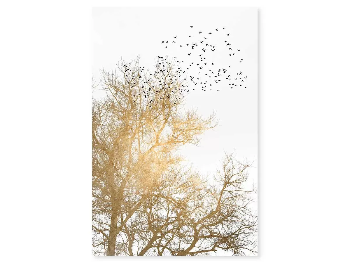 Illustration numéro 2 du produit Tableau dessin ciel d'or imprimé sur toile 60x90 cm