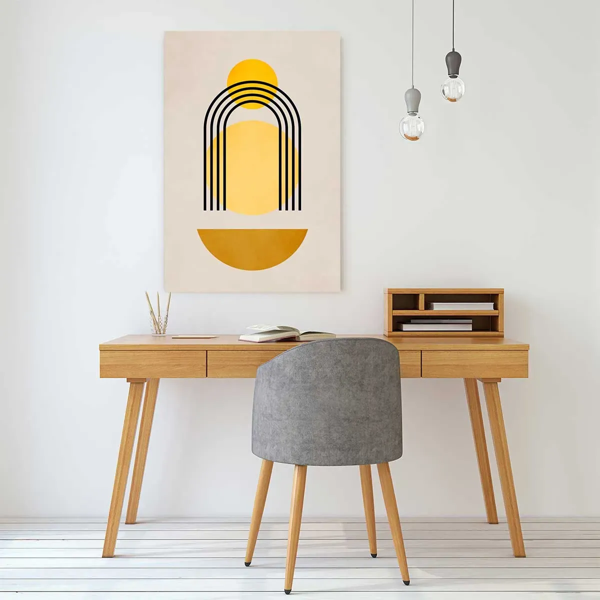 Illustration numéro 2 du produit Tableau dessin abstrait Bauhaus n°5 imprimé sur toile 60x90 cm