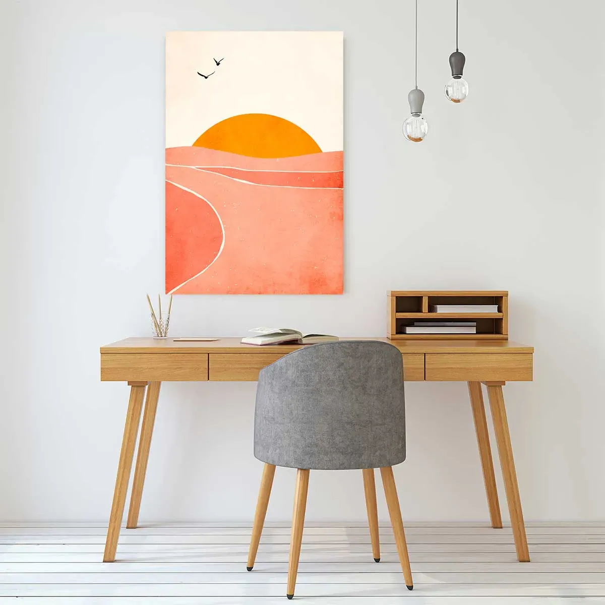 Illustration numéro 2 du produit Tableau graphique danse avec le soleil imprimé sur toile 60x90 cm