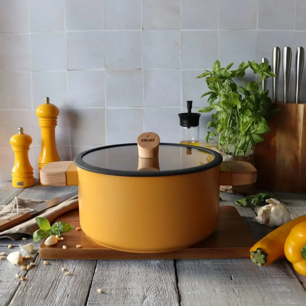 Illustration numéro 2 du produit Faitout en revêtement céramique jaune 24cm - tous feux