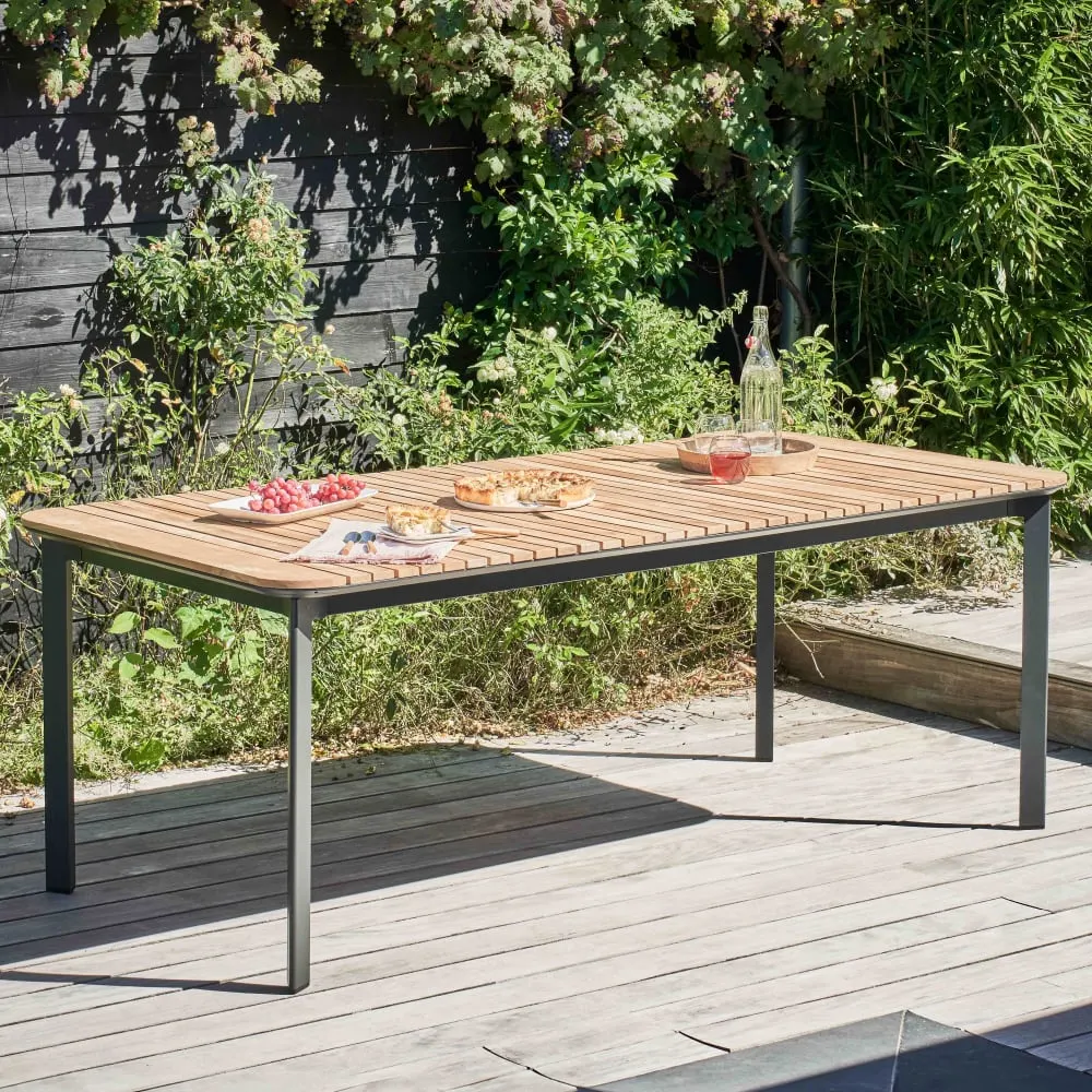 Illustration numéro 2 du produit Table de terrasse en aluminium et teck