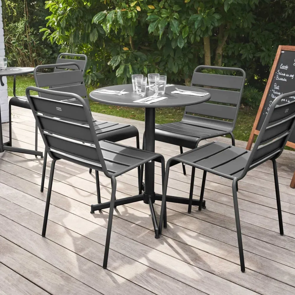 Illustration numéro 2 du produit Ensemble table de jardin ronde et 4 chaises anthracite