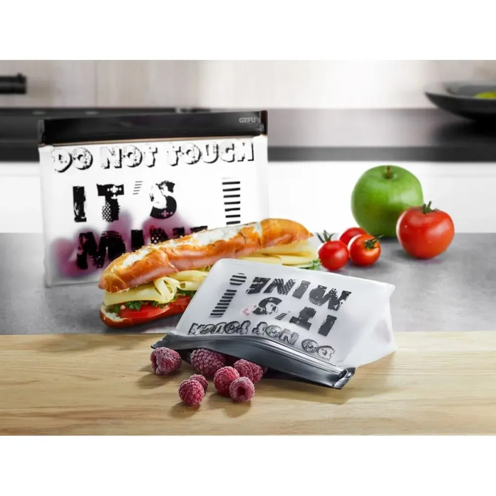 Illustration numéro 2 du produit Set de sachets pour snack, 2 pièces en plastique noir