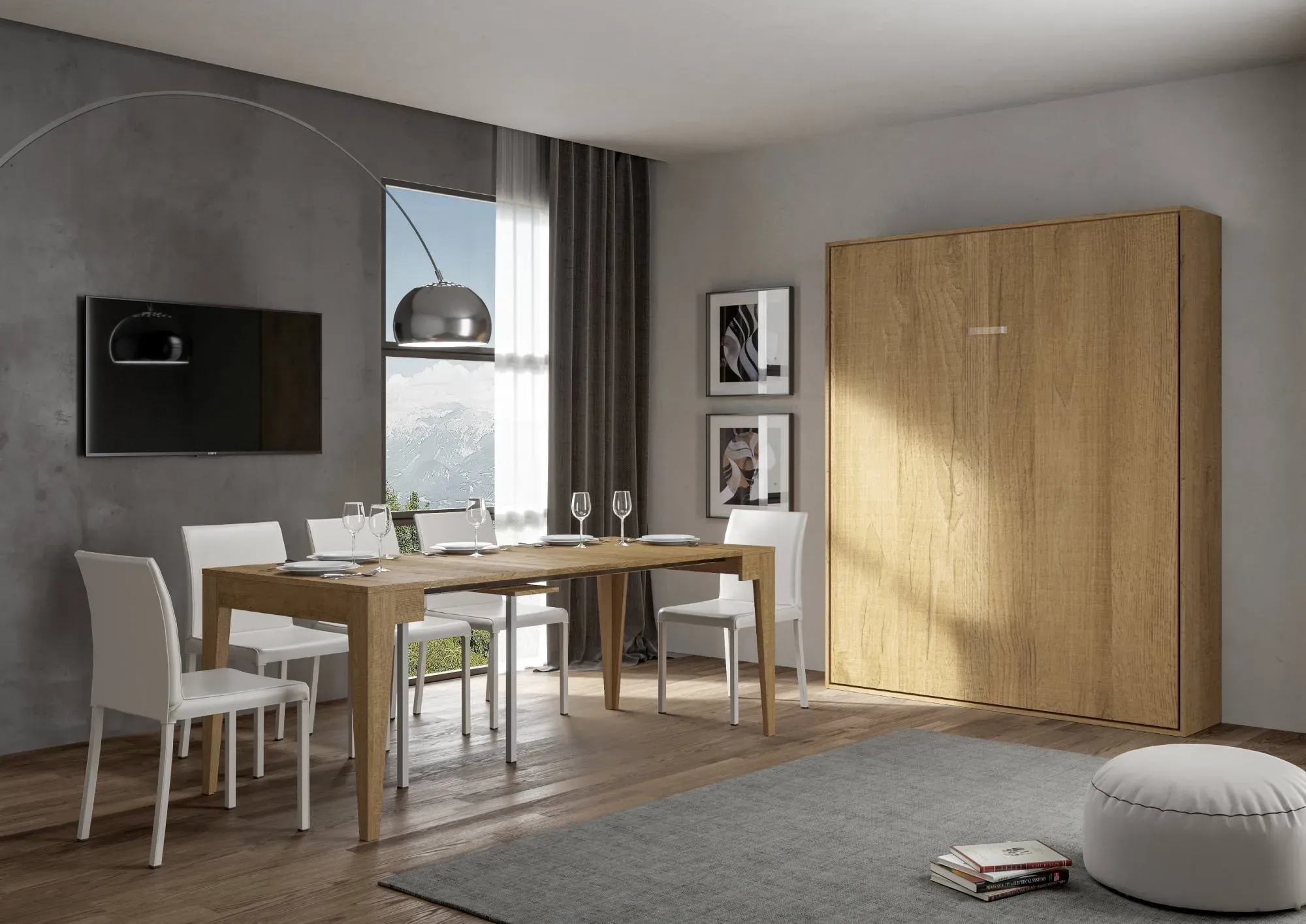 Illustration numéro 2 du produit Lit escamotable vertical 160 Chêne Nature