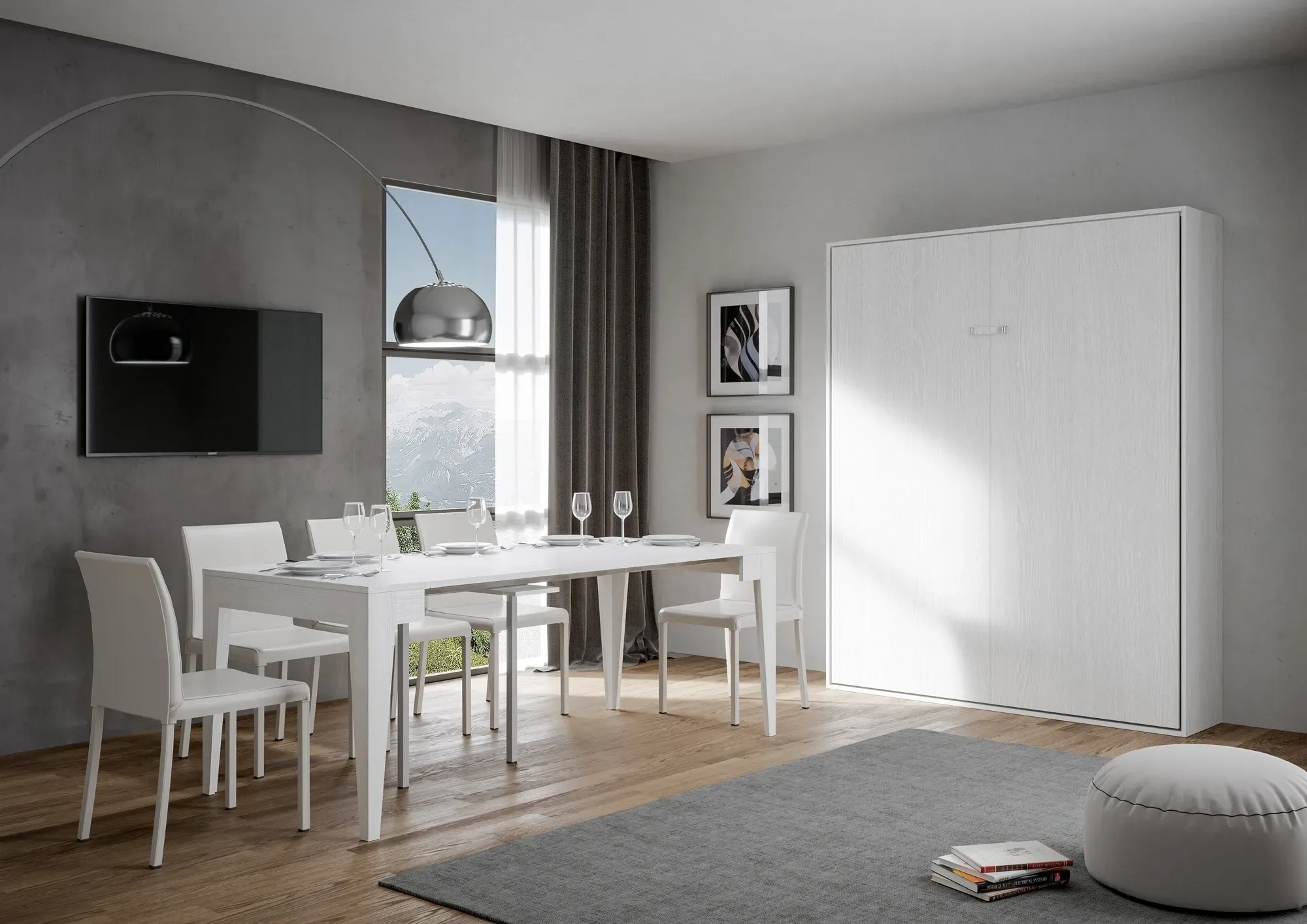 Illustration numéro 2 du produit Lit escamotable vertical 160 frêne blanc