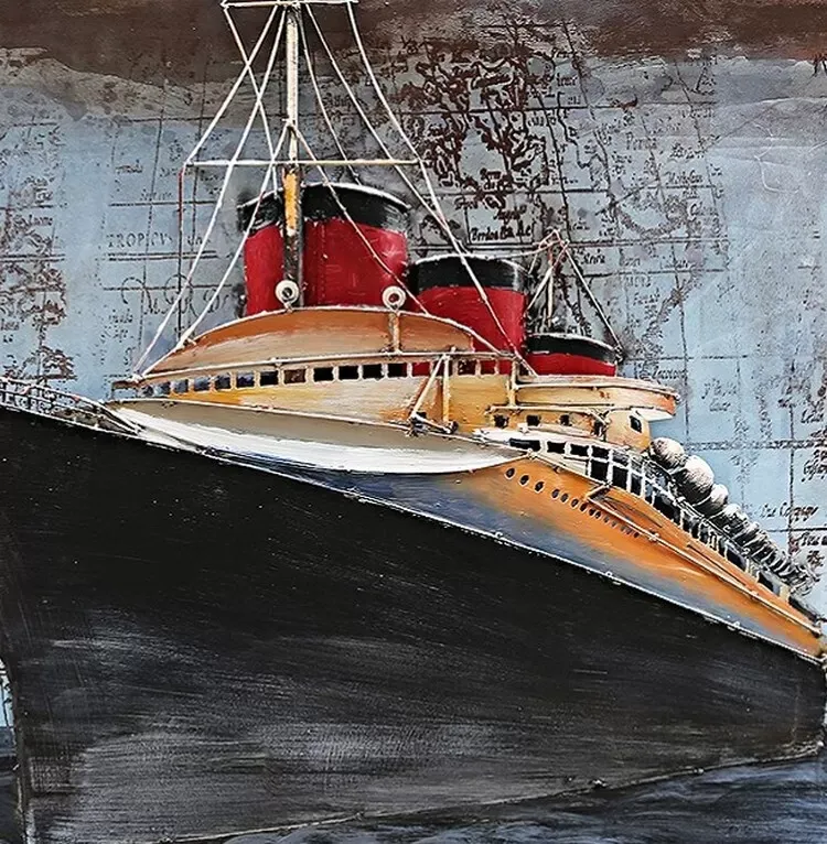 Illustration numéro 2 du produit Tableau relief en métal queen mary 120x80