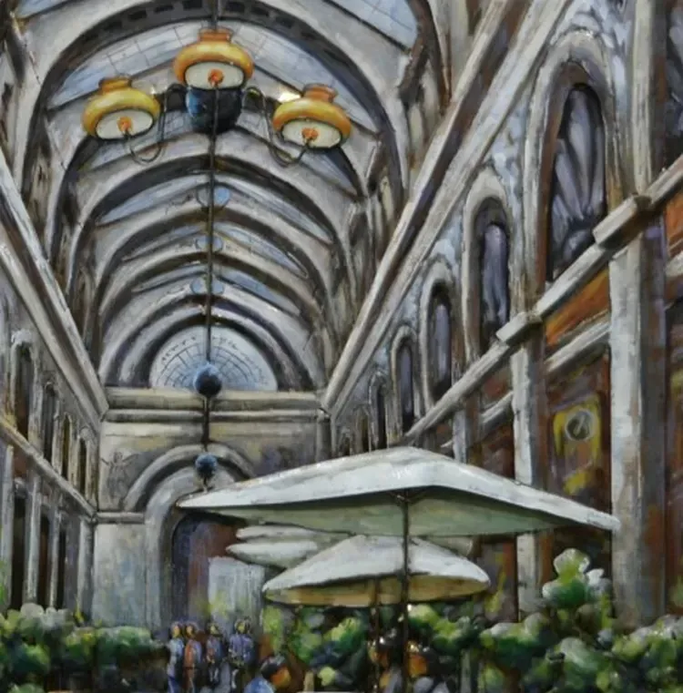 Illustration numéro 2 du produit Tableau relief en métal restaurant sous voutes de verre 100x100