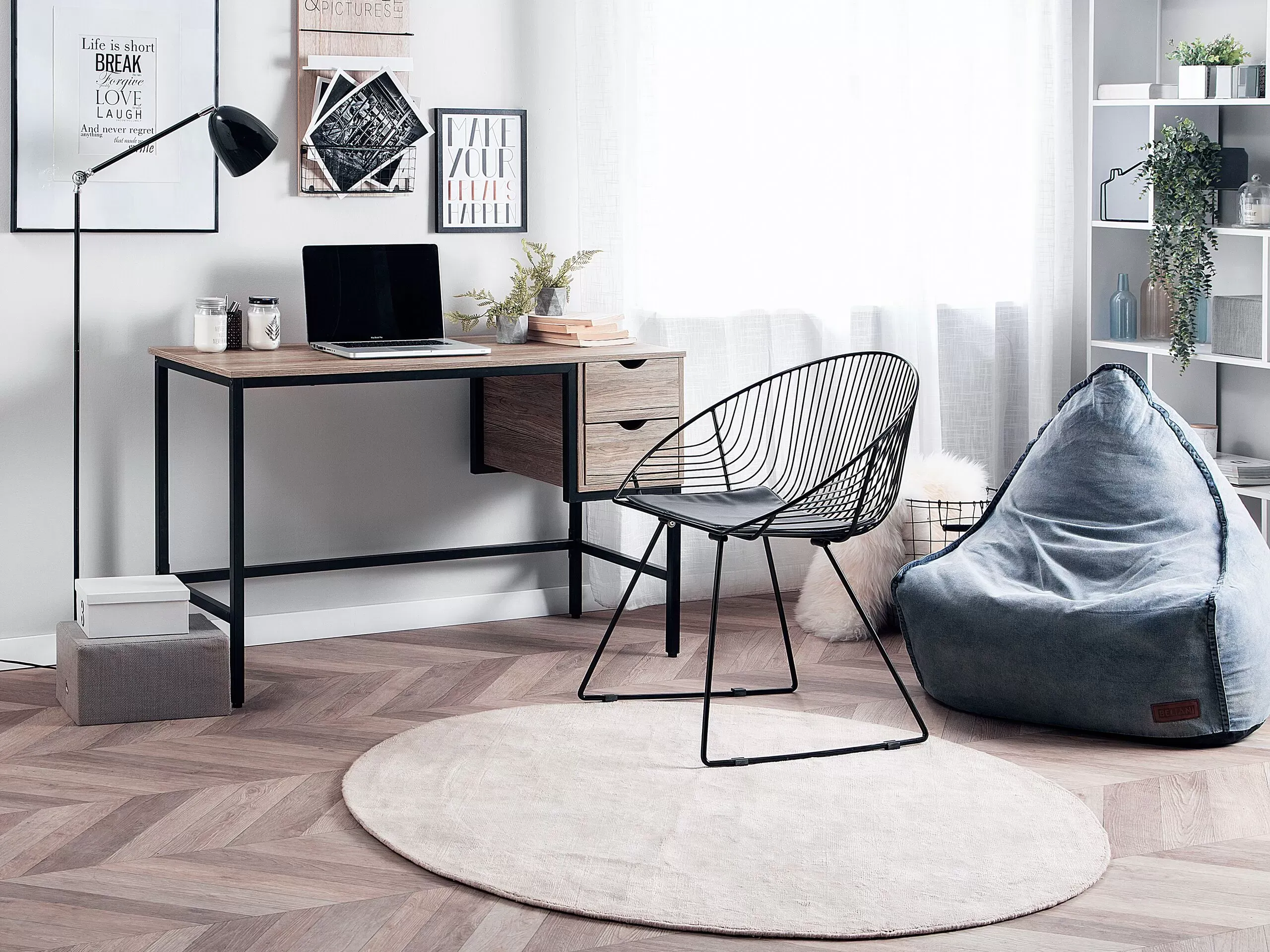 Illustration numéro 2 du produit Table de bureau marron clair 120 cm 48 cm avec rangement