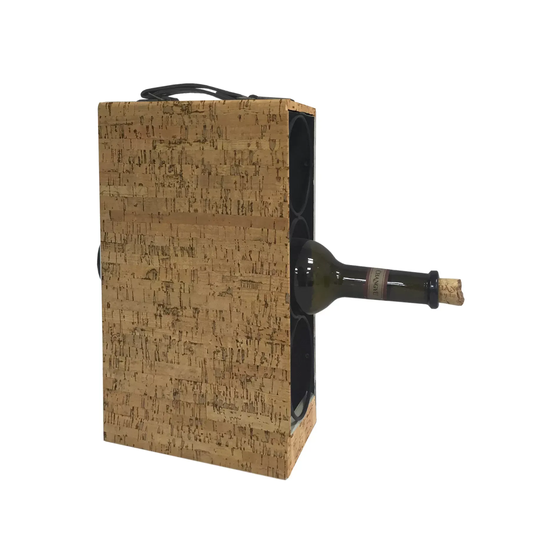 Illustration numéro 2 du produit Porte bouteilles à poser 3 bouteilles canvas marron