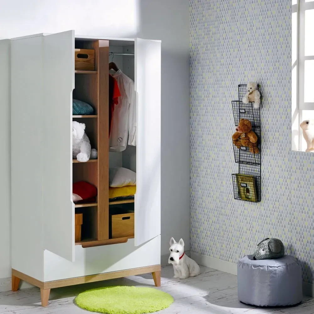 Illustration numéro 2 du produit Armoire 2 portes avec tiroir effet bois Blanc