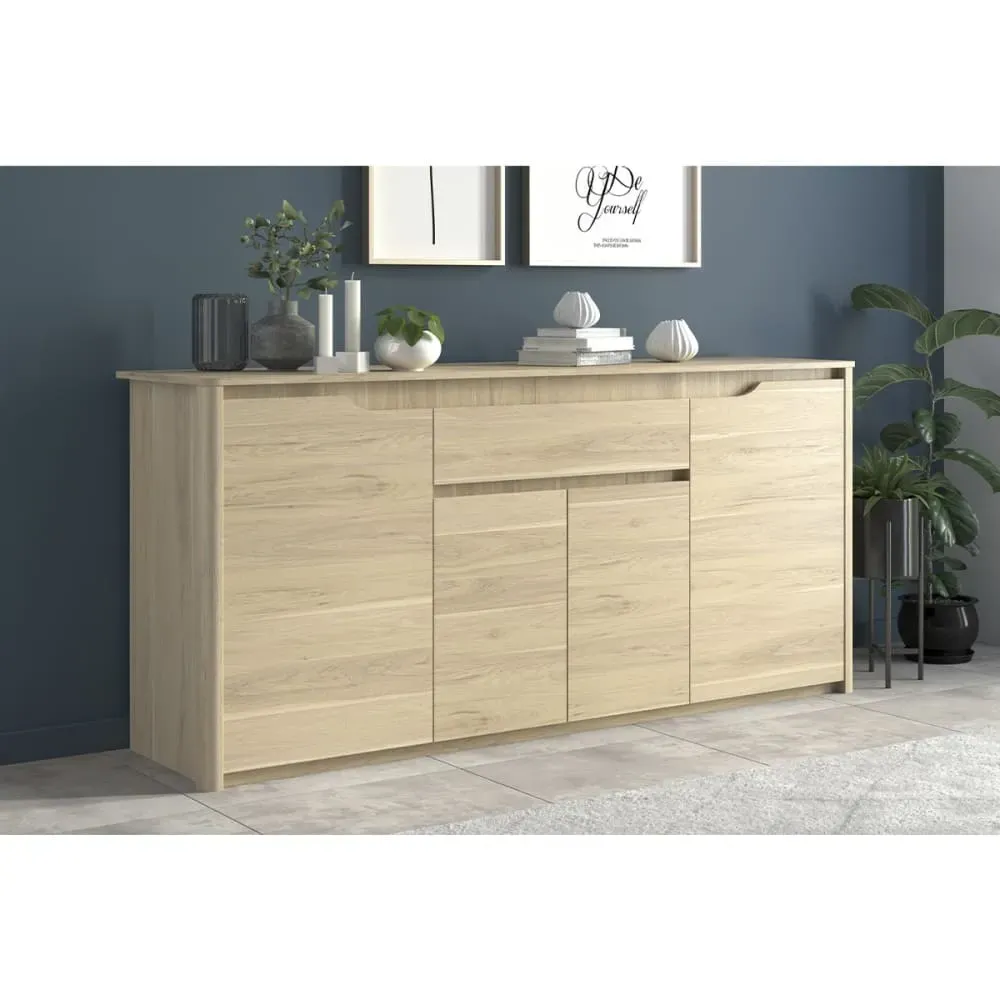 Illustration numéro 2 du produit Buffet 4 Portes 1 Tiroir L185 cm - Décor Chêne