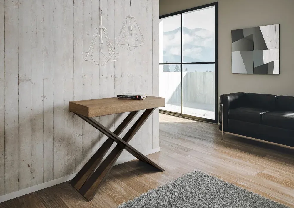 Illustration numéro 2 du produit Console extensible 90x40/196 cm effet bois noyer