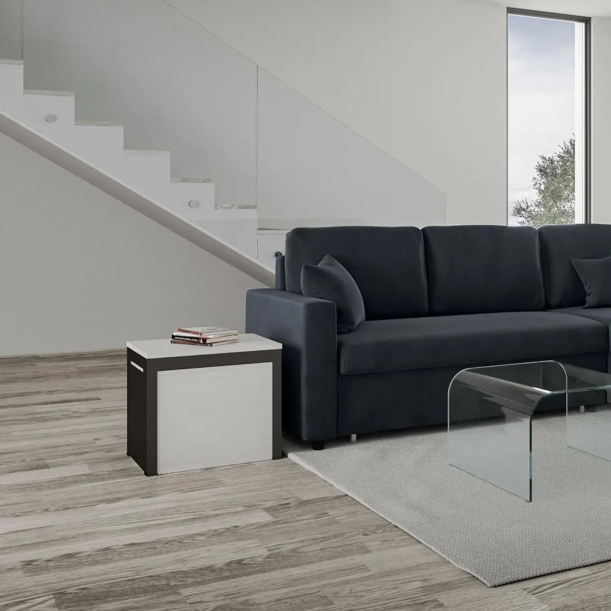 Illustration numéro 2 du produit Banc extensible 55x40/305 effet bois frêne blanc rallonges internes