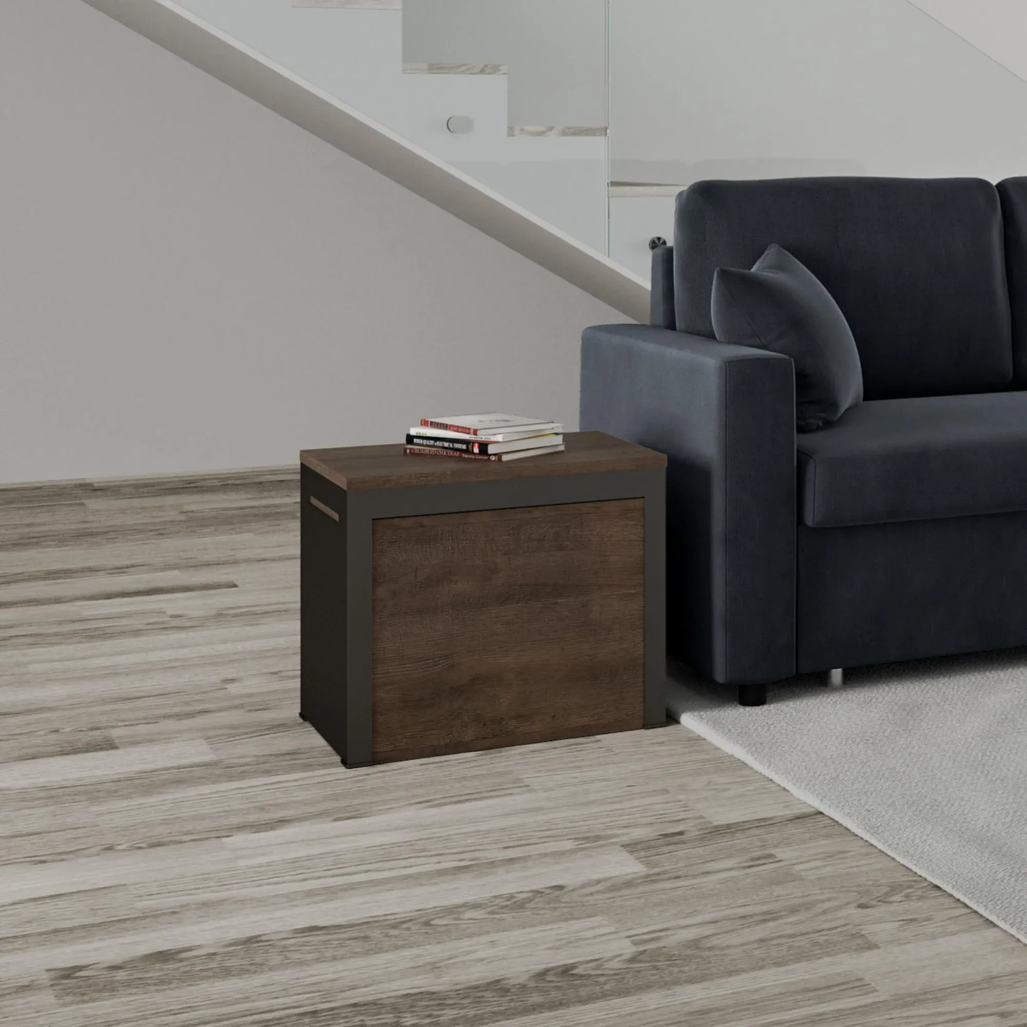 Illustration numéro 2 du produit Banc extensible 55x40/305 effet bois noyer rallonges internes