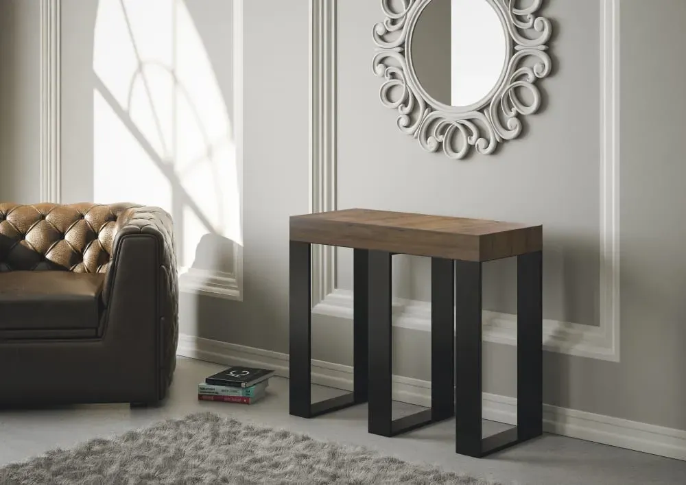 Illustration numéro 2 du produit Console extensible effet bois noyer 90x40/300 cm