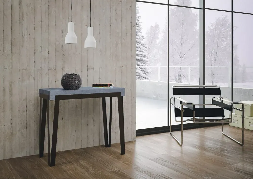 Illustration numéro 2 du produit Console extensible effet béton gris 90x40/300 cm