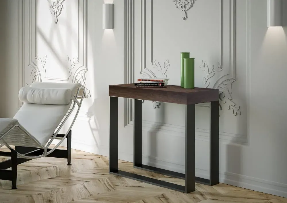 Illustration numéro 2 du produit Console extensible effet bois noyer 90x40/300 cm