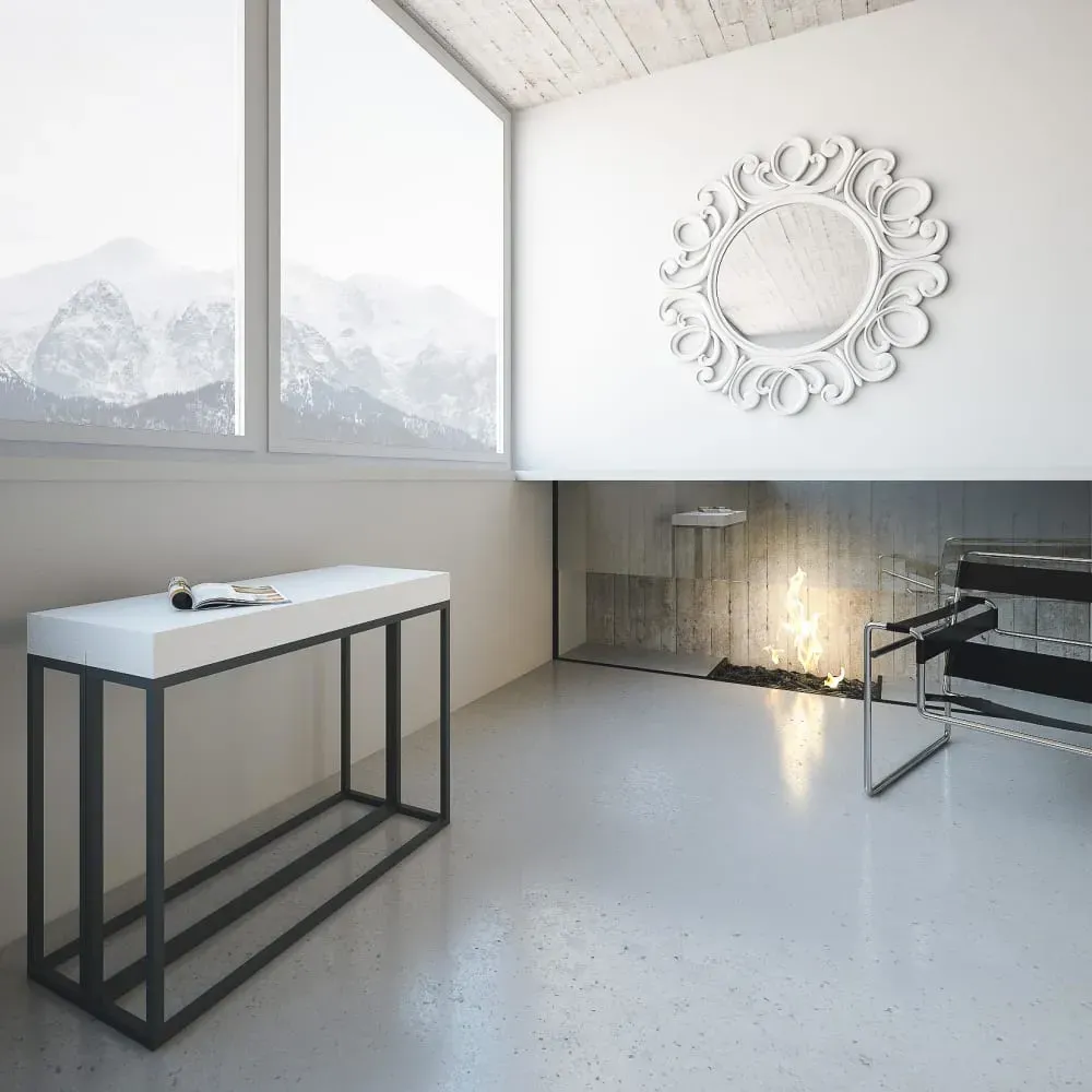 Illustration numéro 2 du produit Console extensible effet bois frêne blanc 90x40/300 cm