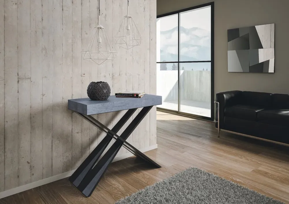 Illustration numéro 2 du produit Console extensible 90x40/300 cm effet bois gris béton