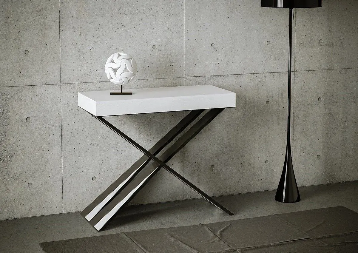 Illustration numéro 2 du produit Console extensible 90x40/196 cm effet bois frêne blanc