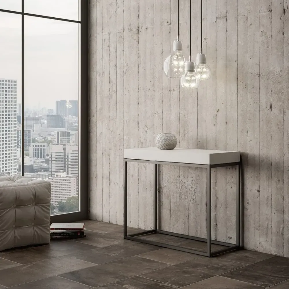 Illustration numéro 2 du produit Console extensible 90x40/300 cm effet bois frêne blanc